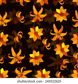 Floral seamless vector background with lilies.