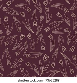 Floral seamless vector background with tulip flowers, vector illustration