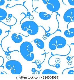 Floral seamless vector background. Water lilies in art nouveau style.