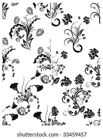 Floral seamless vector backgrounds set.  For easy making seamless pattern just drag all group into swatches bar, and use it for filling any contours.