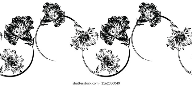 Floral seamless vector border