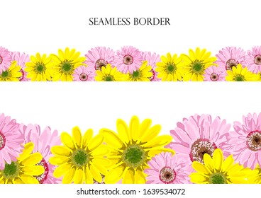 Floral seamless vector border. repeating pattern. Element for greeting cards, surface decoration, ribbons, fabric decoration,