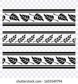 Bordes de diseño vectorial floral sin fisuras, diseño de bordes de tela de leafs.