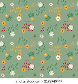 Fondo del patrón de ilustración del vector sin soldadura floral. Diseño para uso en toda la tela textil, papel de envoltura y otros. Diseño de impresión repetible de flor de primavera vintage listo para imprimir gráficos