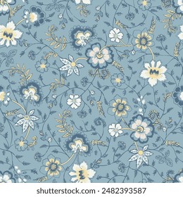 Floral Seamless Vector Illustration pattern background. Ornamental flower design for use all of fabric print wrapping paper and others. All over design ready to print. Easy edit and customizable