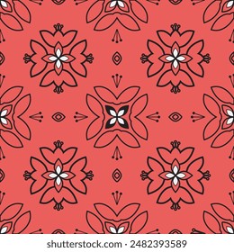 Floral Seamless Vector Illustration pattern background. Ornamental flower design for use all of fabric print wrapping paper and others. All over design ready to print. Easy edit and customizable