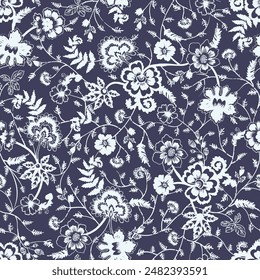 Floral Seamless Vector Illustration pattern background. Ornamental flower design for use all of fabric print wrapping paper and others. All over design ready to print. Easy edit and customizable