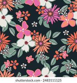 Floral Seamless Vector Illustration pattern background. Ornamental flower design for use all of fabric print wrapping paper and others. All over design ready to print. Easy edit and customizable