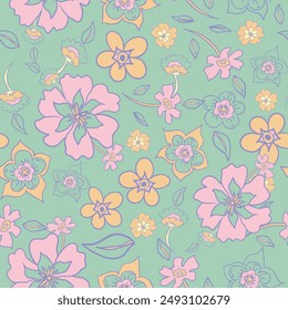 Floral Seamless Vector Illustration pattern background. Ornamental flower design for use all of fabric print wrapping paper and others. All over design ready to print. Easy edit and customizable