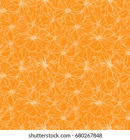 Floral seamless vector pattern with anemones flowers. Thin lines hand drawn flowers outlines.