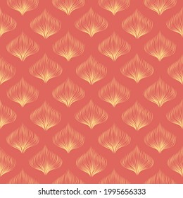 Floral seamless vector pattern in Art Deco style. Vintage feathers for wallpaper, covers, fabric, textiles, websites, backgrounds, packaging
