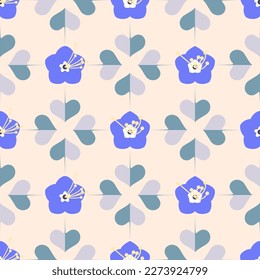 Floral seamless vector pattern. Blue flowers. Floral background. Vector illustration.
