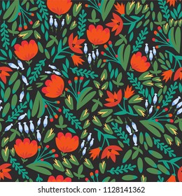 Floral seamless vector pattern. Bright summer background.