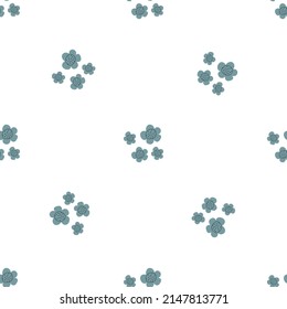 Floral seamless vector pattern with flowers. Spring flora. Simple hand-drawn kids style. Pretty ditsy for fabric, textile, wallpaper. Digital paper in white background