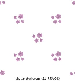 Floral seamless vector pattern with flowers. Spring flora. Simple hand-drawn kids style. Pretty ditsy for fabric, textile, wallpaper. Digital paper in white background