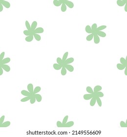 Floral seamless vector pattern with flowers. Spring flora. Simple hand-drawn kids style. Pretty ditsy for fabric, textile, wallpaper. Digital paper in white background