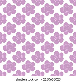 Patrón vectorial sin costuras florales con flores. Flora de primavera. Estilo simple de los niños dibujados a mano. Bastante cursi para tela, textil, papel pintado. Papel digital en fondo blanco