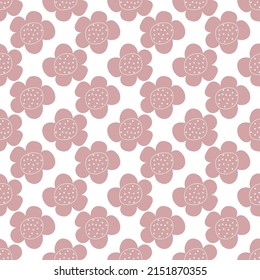Floral seamless vector pattern with flowers. Spring flora. Simple hand-drawn kids style. Pretty ditsy for fabric, textile, wallpaper. Digital paper in white background