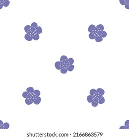 Floral seamless vector pattern with flowers. Spring flora. Simple hand-drawn kids style. Pretty ditsy for fabric, textile, wallpaper. Digital paper in white background