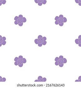 Floral seamless vector pattern with flowers. Spring flora. Simple hand-drawn kids style. Pretty ditsy for fabric, textile, wallpaper. Digital paper in white background