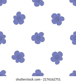 Blumen nahtloses Vektormuster mit Blumen. Frühlingsflora. Einfache, handgezeichnete Kinderstil. Hübsch für Stoff, Textilien, Tapeten. Digitales Papier auf weißem Hintergrund