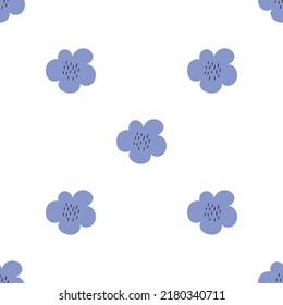 Floral seamless vector pattern with flowers. Spring flora. Simple hand-drawn kids style. Pretty ditsy for fabric, textile, wallpaper. Digital paper in white background