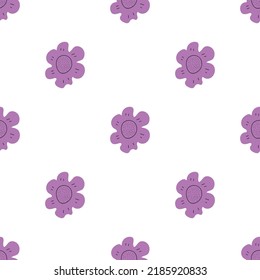 Floral seamless vector pattern with flowers. Spring flora. Simple hand-drawn kids style. Pretty ditsy for fabric, textile, wallpaper. Digital paper in white background