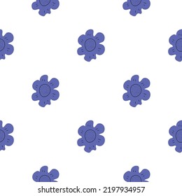 Patrón vectorial sin costuras florales con flores. Flora de primavera. Estilo simple de los niños dibujados a mano. Bastante cursi para tela, textil, papel pintado. Papel digital en fondo blanco