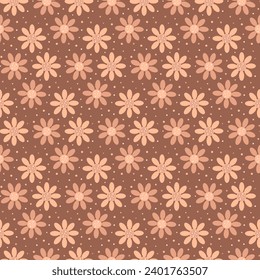 Patrón vectorial sin costuras florales con flores sobre fondo marrón. Ideal para el tejido, diseño de moda, tapicería, textiles y otros proyectos de diseño.