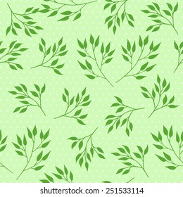 Floral seamless vector pattern with green branches