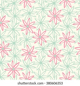 Floral seamless vector pattern. Hand drawn flower background. Spring or summer floral endless texture.
