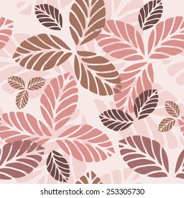 Floral seamless vector pattern with leaves