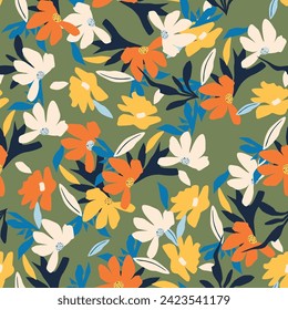 Floral seamless vector pattern. Modern trendy style. Pastel colors.