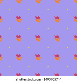 Floral seamless vector pattern. Orange, red, yellow and blue colors.