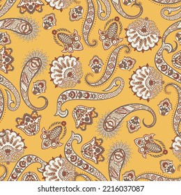 Floral Seamless vector pattern with paisley ornament.