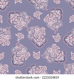 Floral Seamless vector pattern with paisley ornament