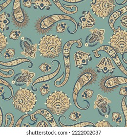 Floral Seamless vector pattern with paisley ornament.