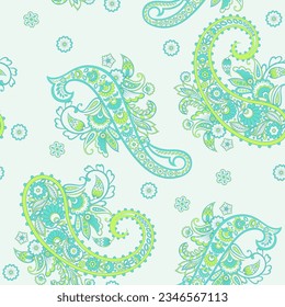 floral seamless vector pattern with paisley