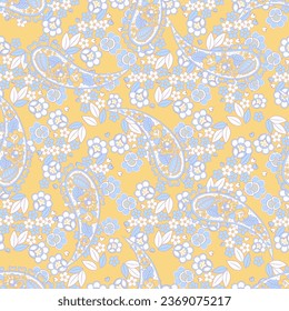 Floral Seamless vector pattern with paisley ornament.