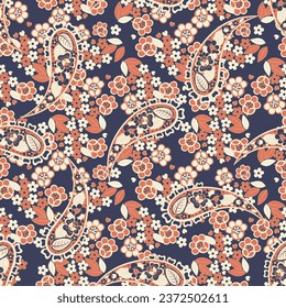Floral Seamless vector pattern with paisley ornament.