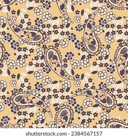 Floral Seamless vector pattern with paisley ornament.