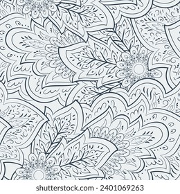 Floral Seamless vector pattern with paisley ornament.