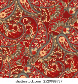 Floral Seamless vector pattern with paisley ornament.
