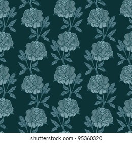 Floral seamless vector pattern with peonies for your design