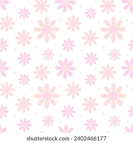 Floral seamless vector pattern with pink flowers. Gentle pastel background. Great for fabric, fashion design, wallpaper, textile and other design projects.