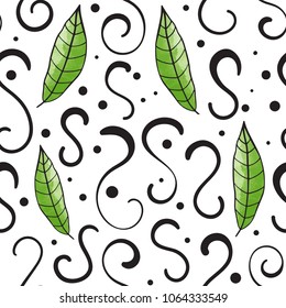 Floral seamless vector pattern. Scandinavian background. Cute plants, white background