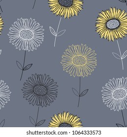 Floral seamless vector pattern. Scandinavian background. Cute plants