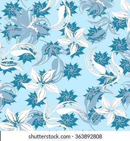 Floral Seamless Vector Pattern Set. Elegant Design With Beautiful Flowers, Butterflies and Birds on Color Background. Floral and Swirl Elements. Ideal for Textile Print and Wallpapers.