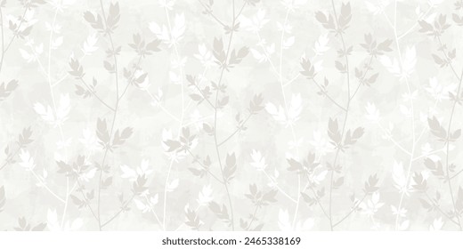 Floral seamless vector pattern. Small leaves prune, watercolor delicate grey branches ornament