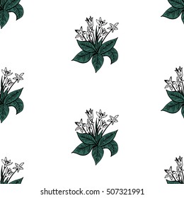 floral seamless vector pattern with snowdrop flowers